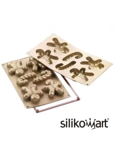 Molde de silicona muñeco de jengibre y bastones Silikomart