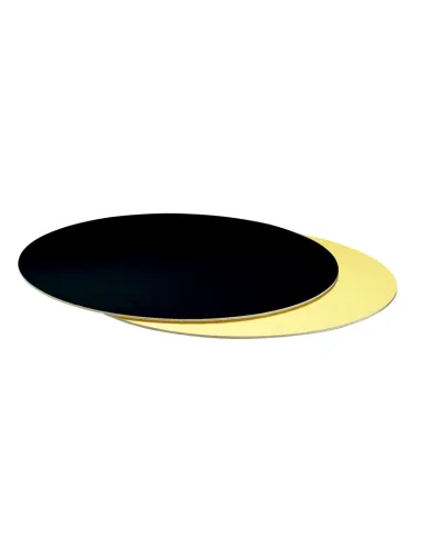 Base de cartón negro/oro redondo 24 cm