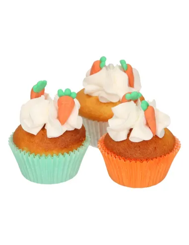 Set 16 decoraciones de azúcar zanahorias Funcakes