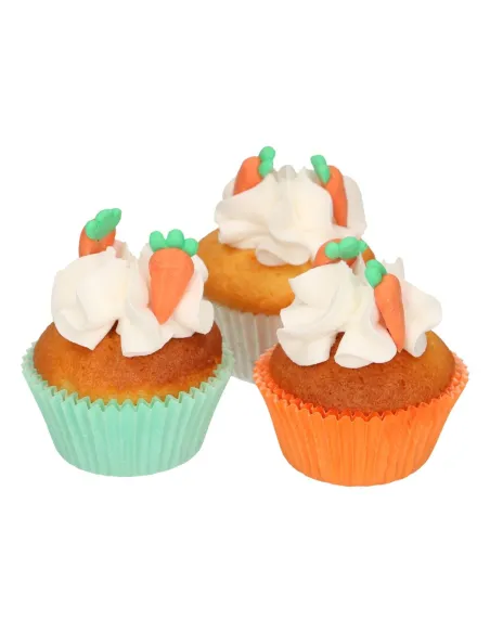 Set 16 decoraciones de azúcar zanahorias Funcakes