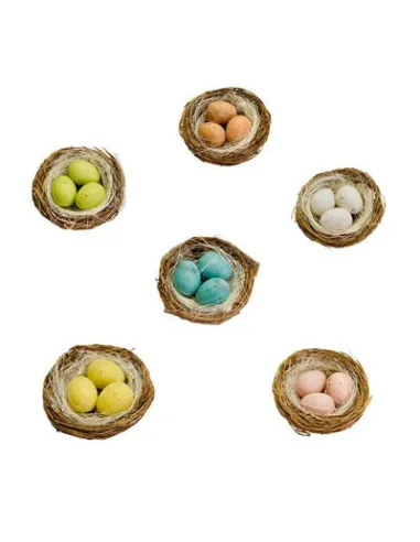 Nido con huevos 6 cm Pascua (unidad)