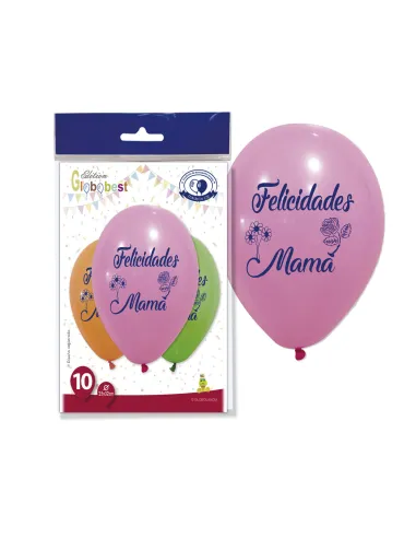 Set 10 globos Felicidades Mamá
