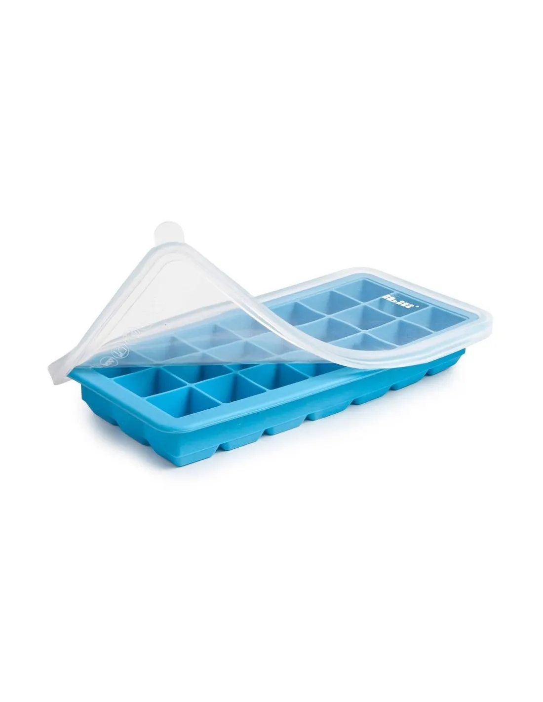 Bandeja para cubitos de hielo con tapa y papelera, bandeja grande de  silicona para congelador, viene con recipiente de hielo, cuchara y  cubierta, sin