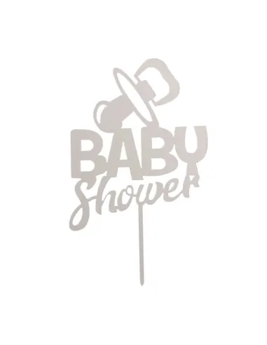 Topper para tarta Baby Shower color plata