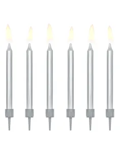 Set 6 velas plata 6 cm