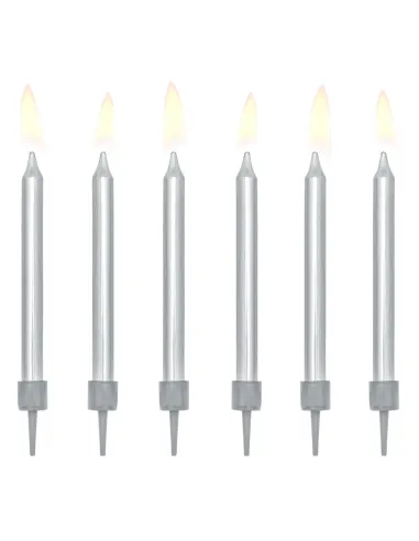 Set 6 velas plata 6 cm