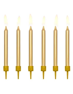 Set 6 velas doradas 6 cm