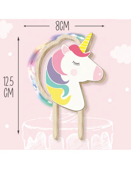 Topper de madera Unicornio con luces LED