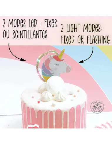 Topper de madera Unicornio con luces LED