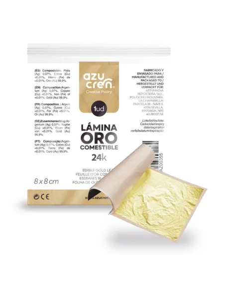 Lámina de oro comestible 24k Azucren