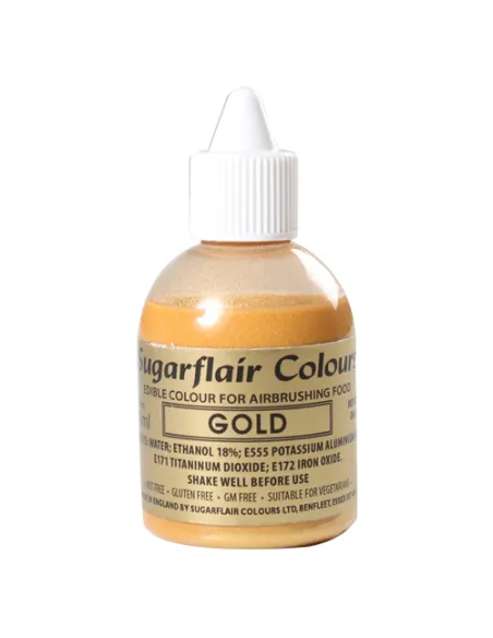 Colorante para aerógrafo oro real metalizado 60 ml Sugarflair