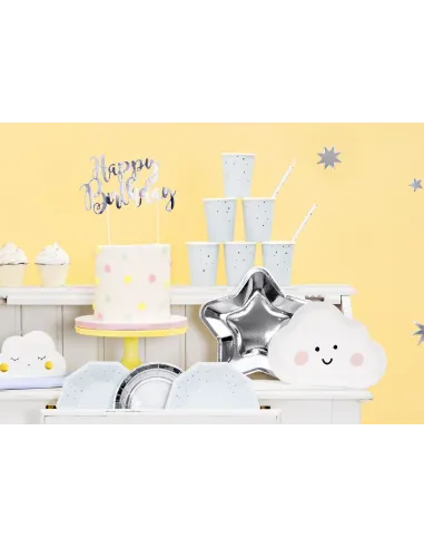 Topper tarta Happy Birthday Plata PartyDeco