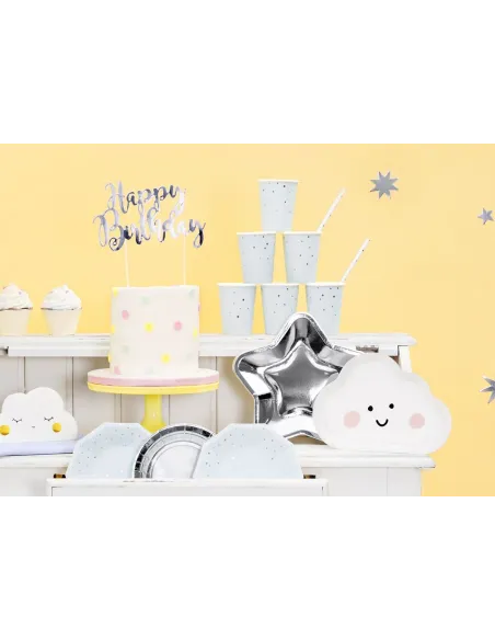 Topper tarta Happy Birthday Plata PartyDeco