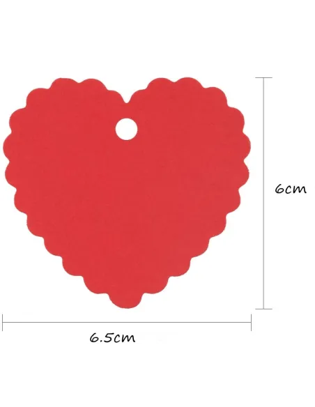 Set 10 etiquetas corazones rojos ondulados San Valentín