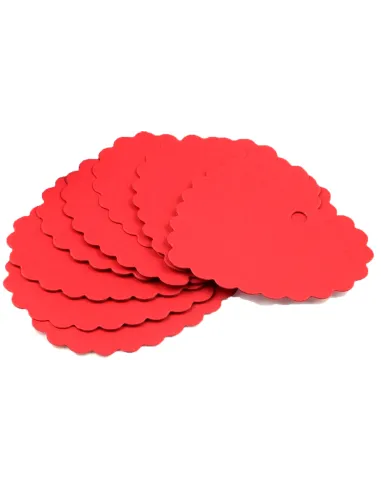Set 10 etiquetas corazones rojos ondulados San Valentín