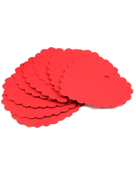 Set 10 etiquetas corazones rojos ondulados San Valentín