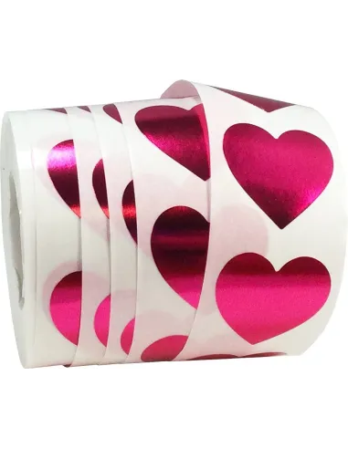 Set 10 pegatinas corazones Rosa metalizado San Valentín