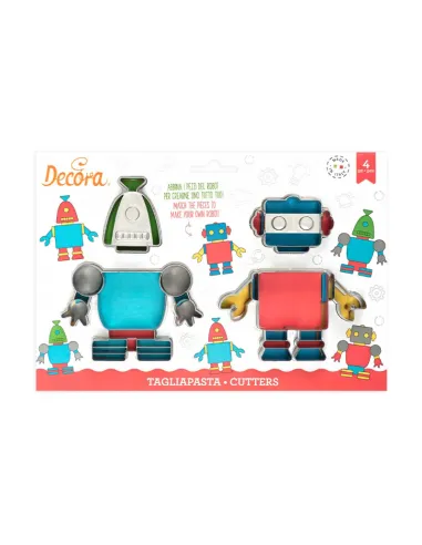 Set 4 cortadores (cabezas y cuerpos) Robot Decora