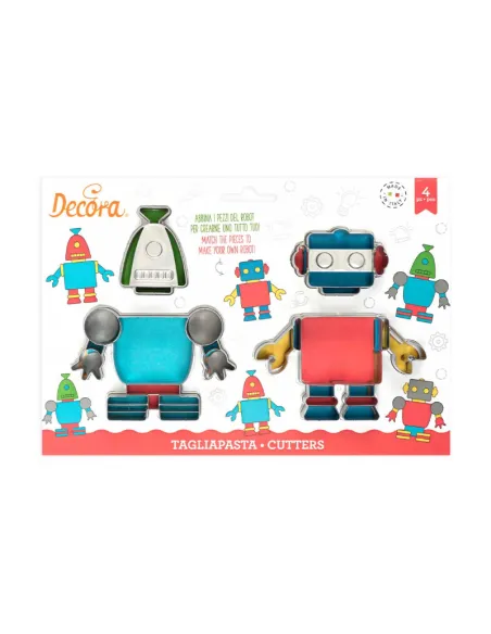 Set 4 cortadores (cabezas y cuerpos) Robot Decora