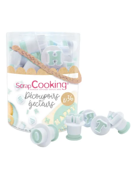 Set 36 cortadores con expulsor letras y números Scrapcooking
