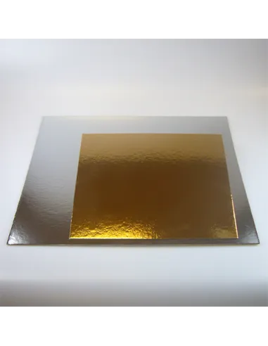 Base de cartón oro plata cuadrada 20 cm