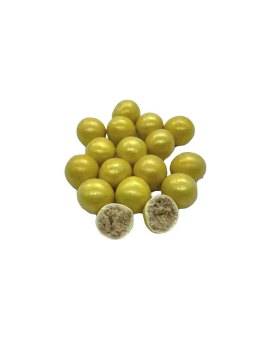 Maxi bolas doradas de chocolate blanco y caramelo 22 mm Azucren