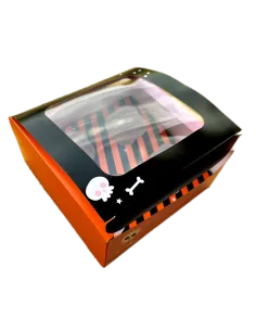 Caja 4 cupcakes negro y naranja con ventana Halloween Azucren