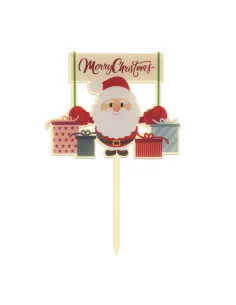 Topper tarta Papá Noel con regalos Navidad.- Cocina y Repostería