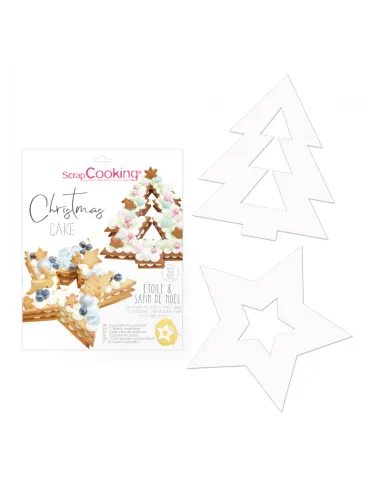 Set 2 plantillas de plástico Estrella y árbol de Navidad ScrapCooking