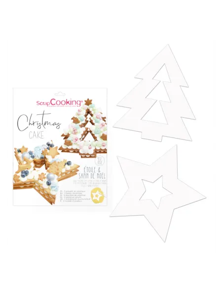 Set 2 plantillas de plástico Estrella y árbol de Navidad ScrapCooking