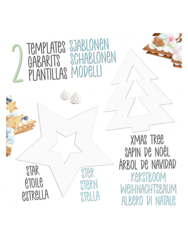 Set 2 plantillas de plástico Estrella y árbol de Navidad ScrapCooking