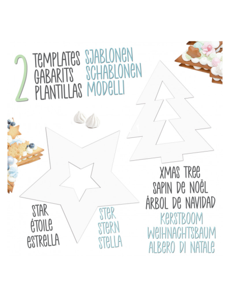 Set 2 plantillas de plástico Estrella y árbol de Navidad ScrapCooking