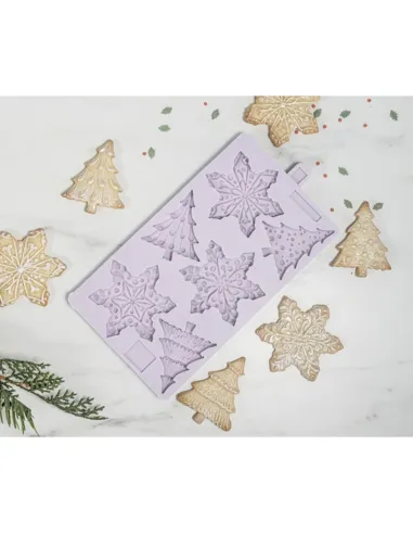 Molde silicona Copos de Nieve y Árboles de Navidad Karen Davies