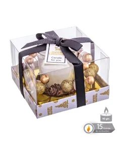 Vela en tarro de cristal decoración dorada Navidad