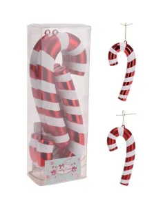 Set 4 adornos rojo y blanco Bastón de Navidad