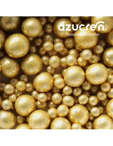 Sprinkles Perlas de azúcar oro metalizado 4 y 8  mm 90 g Azucren