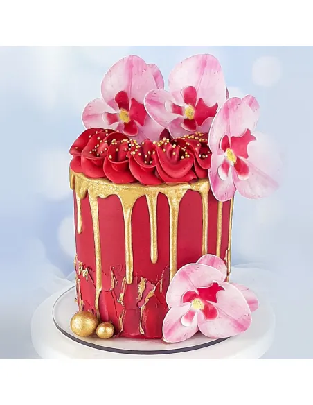 Set 10 orquídeas rosa de oblea 7,5 - 8,5 cm Dekora