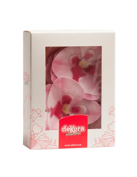 Set 10 orquídeas rosa de oblea 7,5 - 8,5 cm Dekora