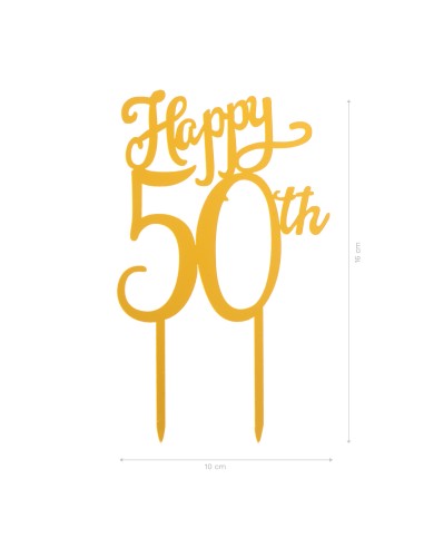 Topper dorado Feliz 50 aniversario