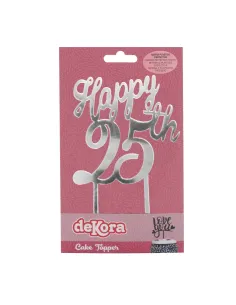 Topper plata Feliz 25 aniversario