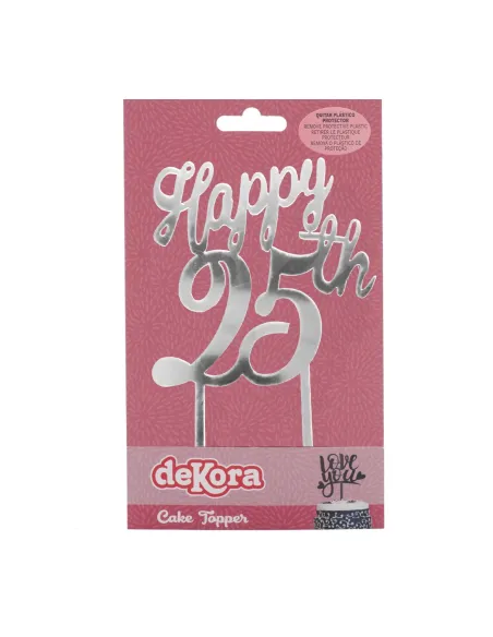 Topper plata Feliz 25 aniversario