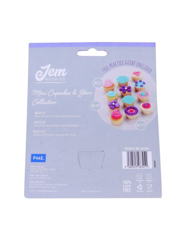 Set 3 boquillas mini cupcakes y estrellas JEM
