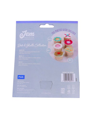 Set 3 boquillas puntos y conchas JEM