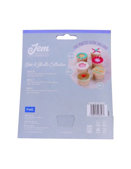Set 3 boquillas puntos y conchas JEM