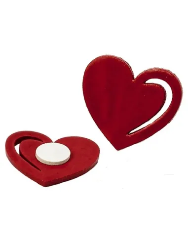 Corazón rojo de madera adhesivo (unidad)