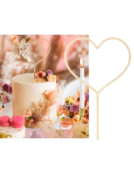 Topper de madera Corazón San Valentín PartyDeco