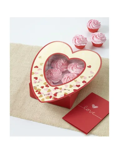 Set de 3 cajas corazón mini cupcakes