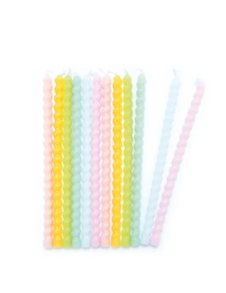 Set 12 velas rizadas tonos pastel ScrapCooking