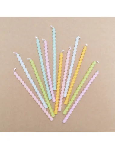 Set 12 velas rizadas tonos pastel ScrapCooking