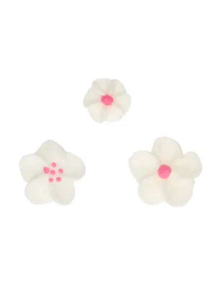 Set 32 decoraciones de azúcar Flores blancas y rosas Funcakes